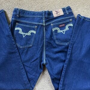 Vintage Argus Jeans Men's 34x30 (FITS 30x29) Blue Green Embroidered Y2K Western